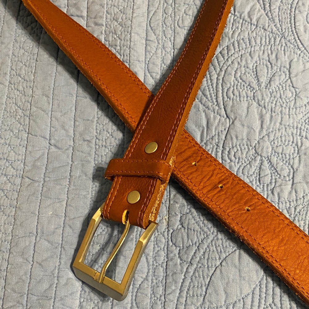 Men's Carmel Leather Belt - Picture 1 of 4